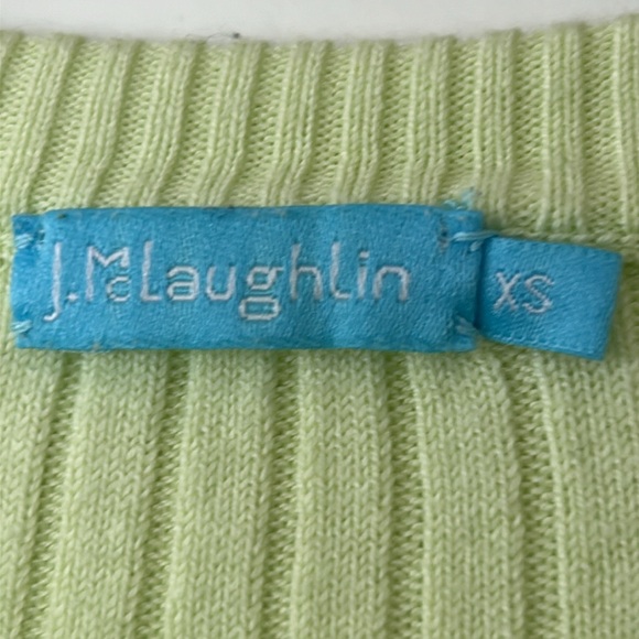 J McLaughlin Ribbed Knit Pistachio Green Sweater w Gold Shoulder Buttons XS - Picture 3 of 11